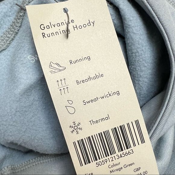 Sweaty Betty Galvanise Running Hoodie Wool-blend Mirage Green Small - Picture 10 of 10